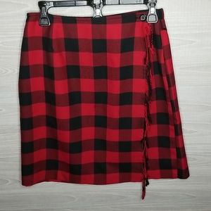 Requirements Buffalo Plaid Faux Wrap Skirt Sz 6P